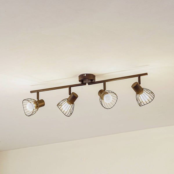 Deckenleuchte mit vier Strahlern und Käfigschirmen