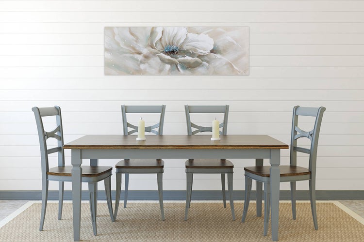 Handgemaltes Gemälde Acrylfarbe 150x50cm Weiß