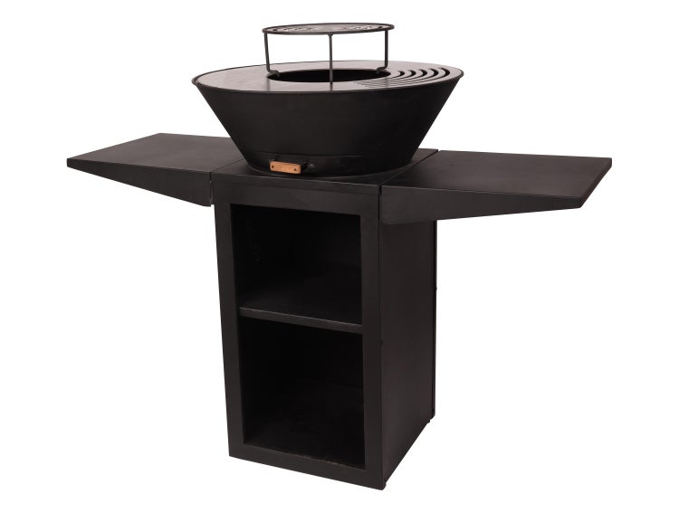 Feuerschale mit Ablageflächen und Stauraum
