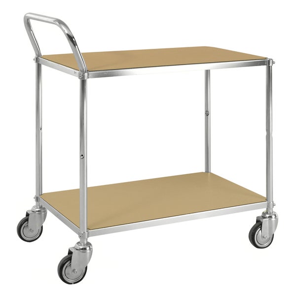 Servierwagen mit zwei Ablageflächen und Rollen