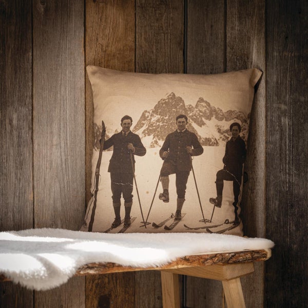 FRANK FLECHTWAREN | Kissenhülle Vintage Skiing, 45 x 45