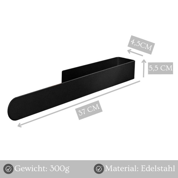 Handtuchhalter aus Edelstahl, 37 Zentimeter lang, 4,5 Zentimeter tief und 5,5 Zentimeter hoch, Gewicht 300 Gramm
