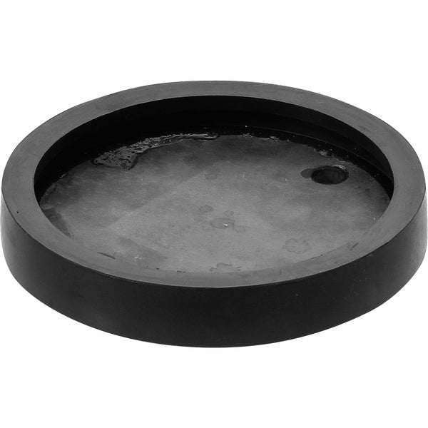 Runde Gummimanschette aus schwarzem Gummi mit erhöhtem Rand und kleiner Öffnung.