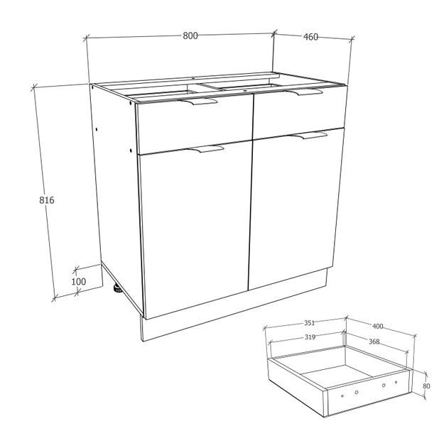Küchenschrank B80 cm Unterschrank Schublade Fasola