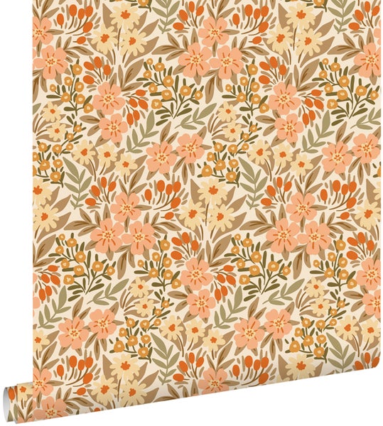 ESTAhome Tapete Blumen Terrakotta - 50 x 900 cm - 131449