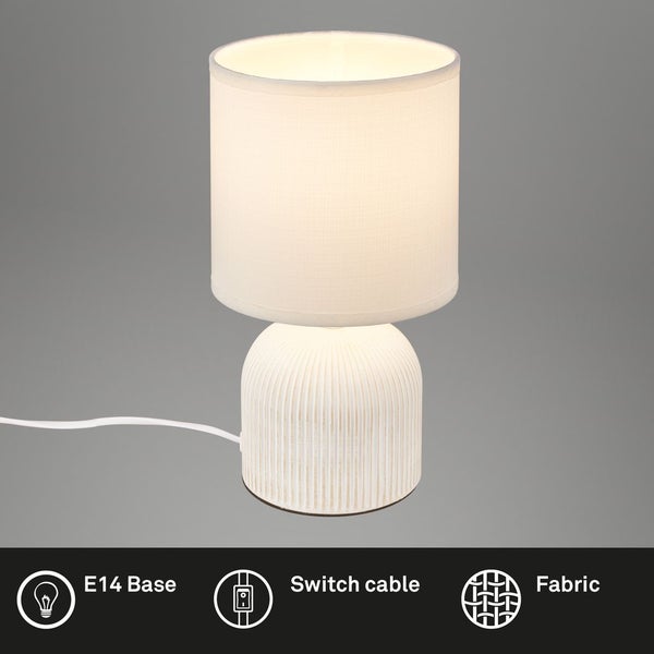 Tischlampe Tischleuchte Wohnzimmer Schlafzimmer Stoffschirm Keramikfuß