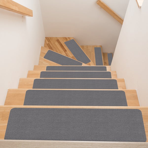 Stufenmatte Stufenschutz NEMESIS Treppenschutz Treppenmatte einfarbig selbsthaftend Grau 25x90cm