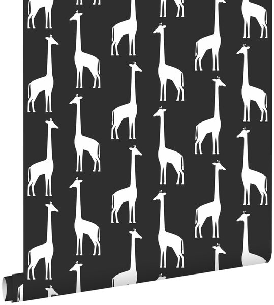 ESTAhome Tapete Giraffen Schwarz-Weiß - 53 cm x 10.05 m - 139062