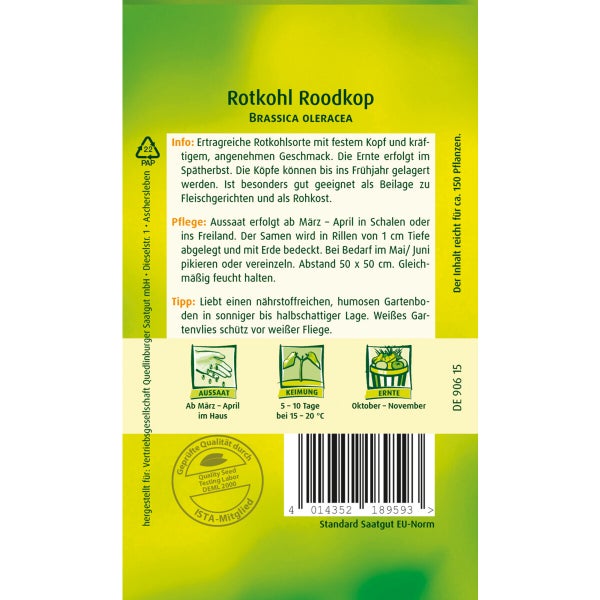 Rotkohl Roodkop Samen von Quedlinburger SAATGUT