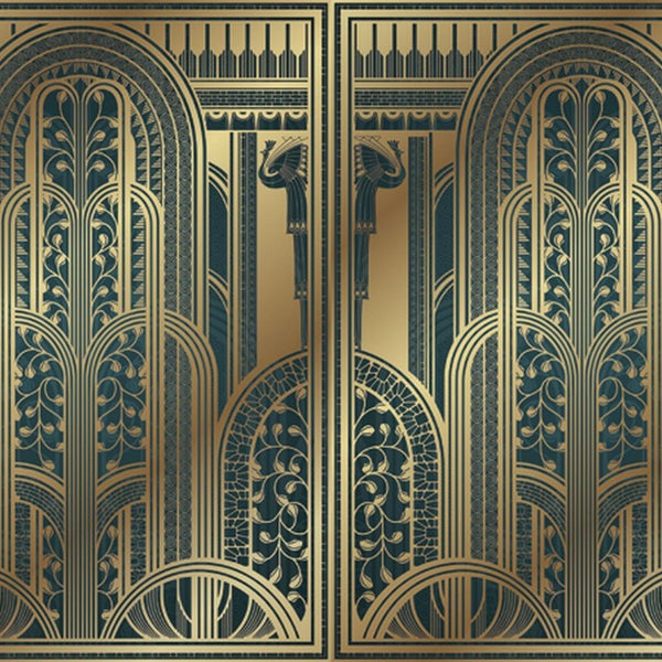 Dekorative Wandgestaltung mit floralem Art-déco-Muster