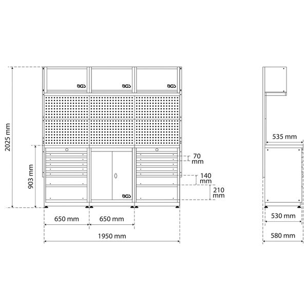 BGS Schrankwand-System Starter-Paket Holz 3 Module - 80100