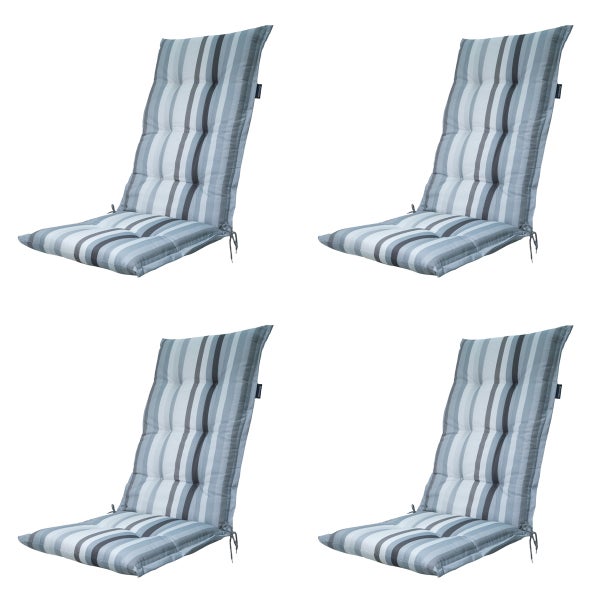 Hochlehnerauflage Hochlehner Righe grau - Ca. 123x50 cm - 4er-Set