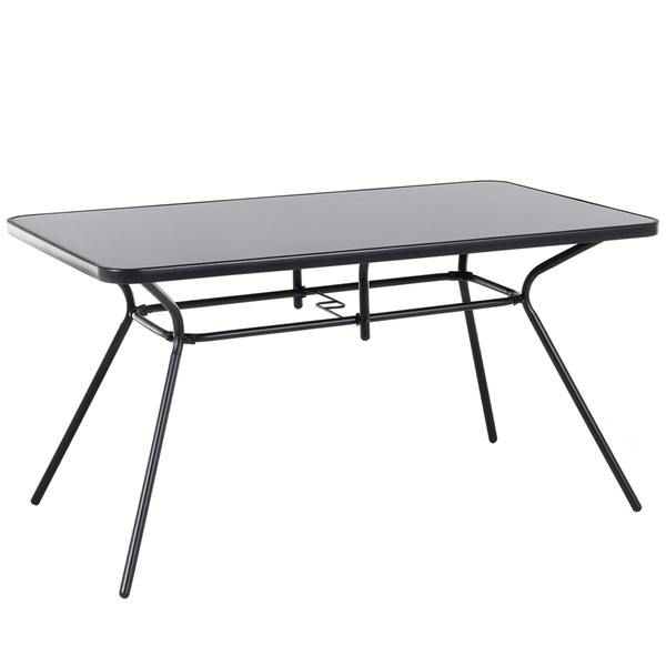 Gartentisch LIVO 140 cm 80 cm Glas Schwarz
