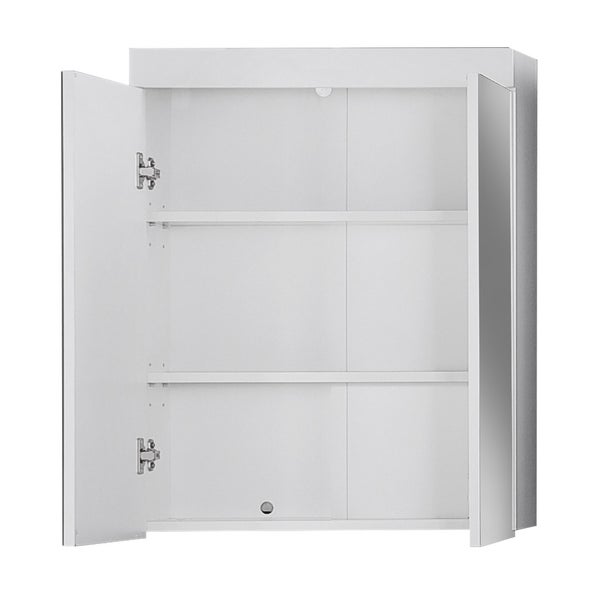 AmandaMando Bad Spiegelschrank 2 Türen weiß, weiß Hochglanz. 60 X 17 X 77 cm