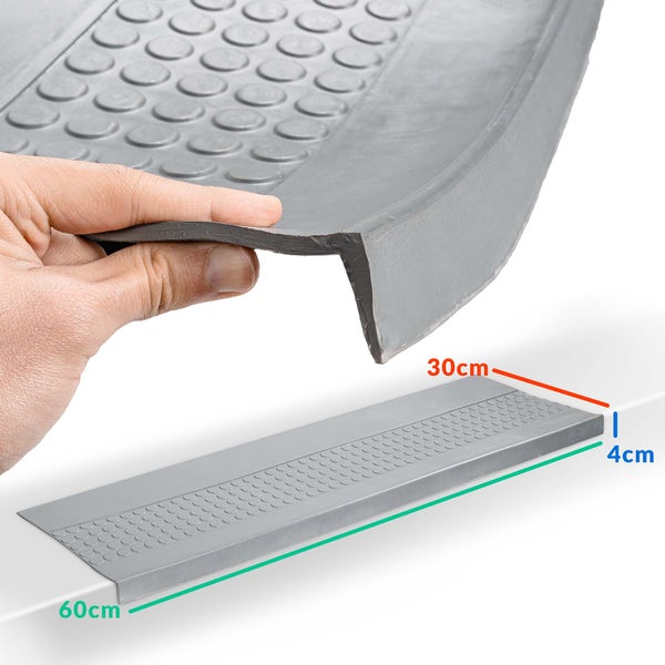 Stufenmatte aus Gummi Treppenschutz Stufenschutz 30x150cm Coins/ Noppen Grau