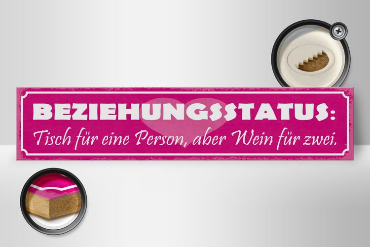 Holzschild Spruch 46x10cm Tisch für eine, aber Wein für zwei