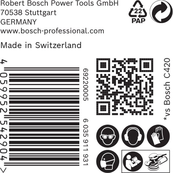 Bosch 50x Expert C470 Schleifpapier ohne Löcher für Winkelschleifer und Bohrer 125 mm G 60 - 2608900952