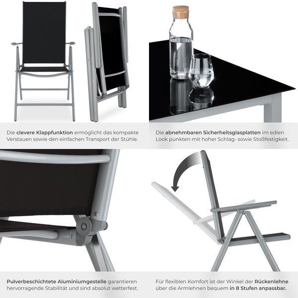Gartensessel mit Klappfunktion und pulverbeschichtetem Aluminiumgestell