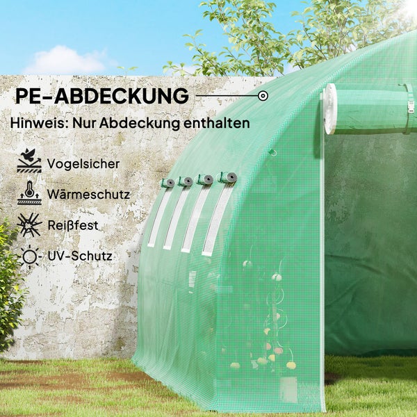 Polyethylen-Abdeckung für Foliengewächshäuser mit Fenstern, vogelsicher, reißfest, mit Ultraviolett-Schutz und Wärmeschutz. Nur Abdeckung enthalten.