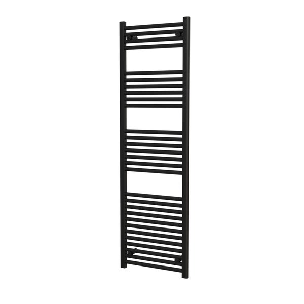 Schwarzer Handtuchwärmer mit horizontalen Heizstäben
