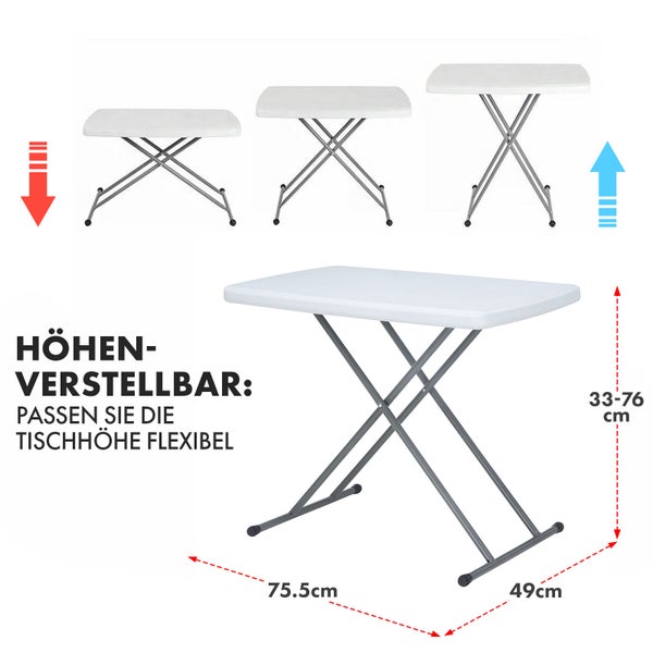 FLOORDIREKT Klapptisch Nara Platzsparend Höhenverstellbar Wetterfest 75,5 x 49 cm