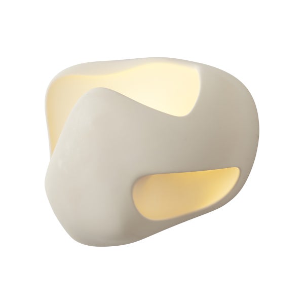 Moderne Wandleuchte aus Gips mit geschwungener Form und indirekter Lichtabgabe