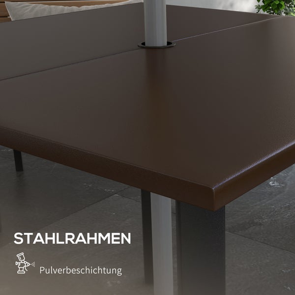 Outsunny Beistelltisch, 100L x 100B x 72H cm, Stahl, braun