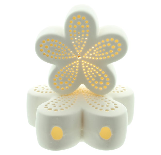 FRANK FLECHTWAREN | LED-Blume White, 2er Set, PORZELLAN, KUNSTSTOFF, 11 x 4,5 x 10,5 cm, 14 x 5,5 x 13 cm