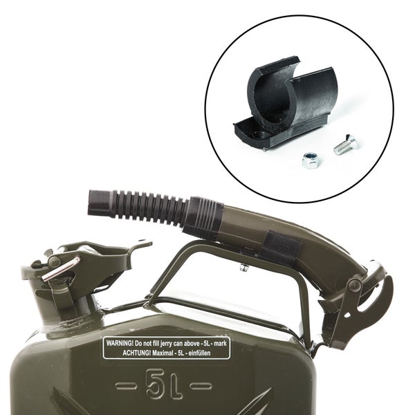 BW® Kraftstoffkanister Metall Benzinkanister 5x 5 Liter mit Ausgießer - Bronzegrün - RAL 6031-F9 - TÜV-geprüft und UN-Zulassung - Made in Europe