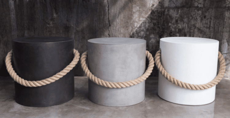 Novum Betonhocker mit Tau betongrau