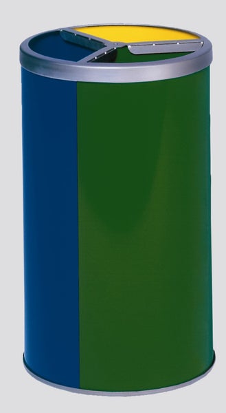 PROREGAL Robuste Wertstoffsammelstation Ohne Dach 30 Liter Je Behälter HxBxT 72 x 42 x 42 cm Verzinkter Stahl Blau Grün Gelb