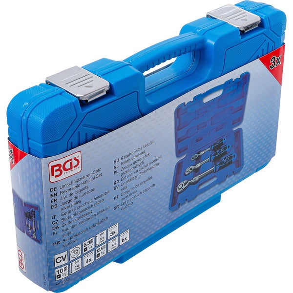 Umschaltknarren Satz im blauen Koffer