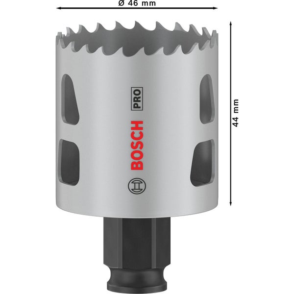 Bosch Pro Lochsäge mit einer Schnitttiefe von 44 Millimetern und einem Durchmesser von 46 Millimetern.