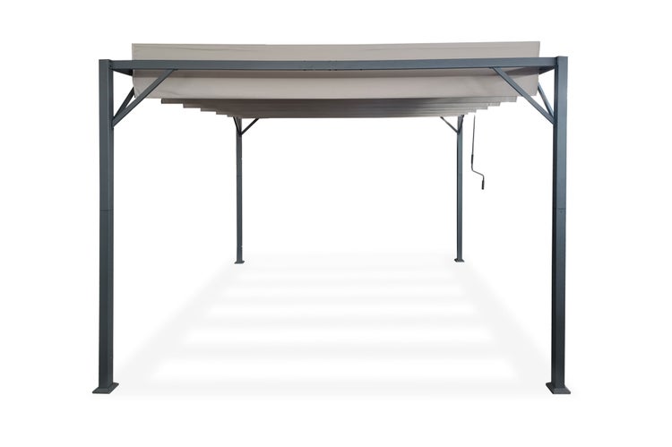 Pergola Lamellendach BAHIA 291 x 291 x 220 cm Beige, inkl. Lamellendach zum Öffnen, Freistehend