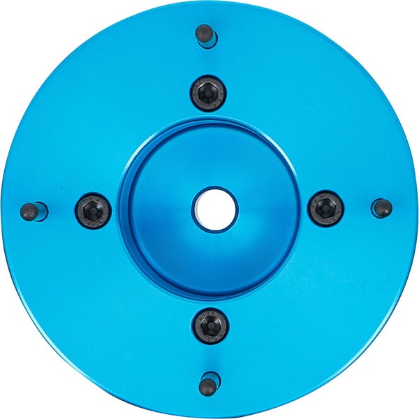 Kreisförmige Montageplatte mit Schrauben und mittiger Aussparung