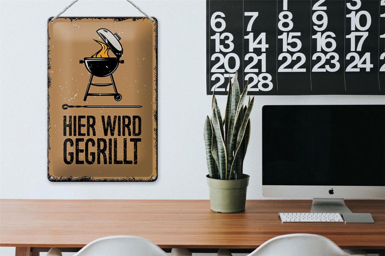 Blechschild Spruch 20x30cm Hier wird gegrillt Kugelgrill