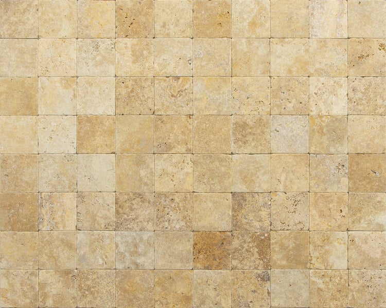 Wohnrausch Travertin Mosaikfliesen GOLD 10 x 10 x 1 cm, getrommelt, gelb, beige