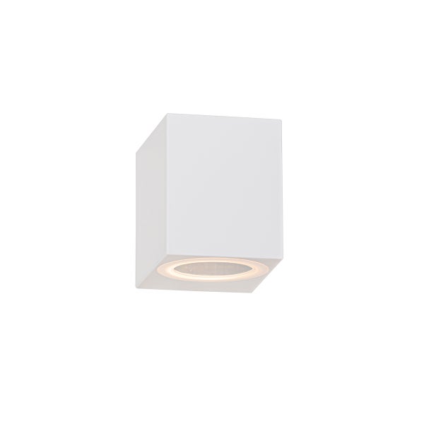 Weiße würfelförmige Wandleuchte, Downlight-Strahler für die Wandmontage.