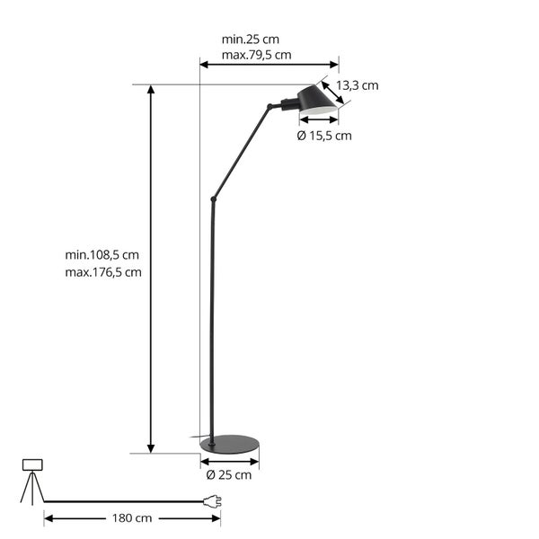 Lindby Stehlampe Corali (Modern) in Schwarz aus Metall (1 flammig, E27) - Stehleuchte Standleuchte Floor Lamp Wohnzimmerlampe Wohnzimmerleuchte