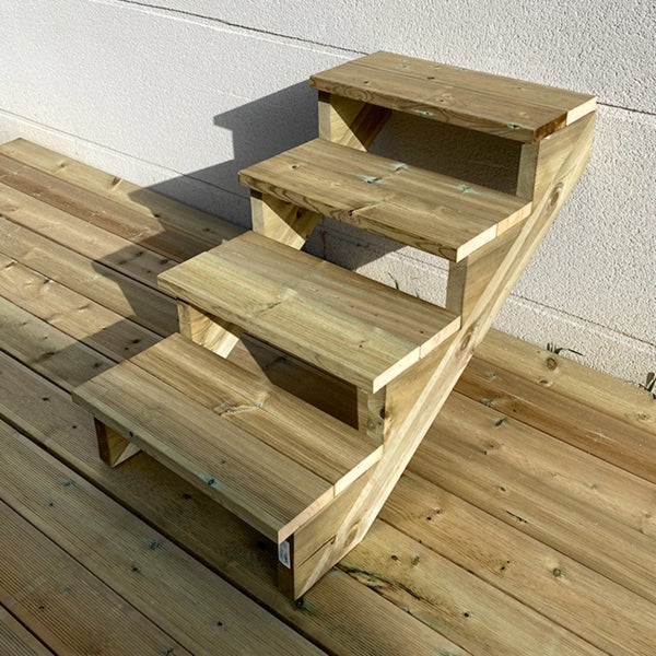 Gartentreppe, Außentreppe, Terrassentreppe  Holz H71cm 4 Stufen, Breite 60cm, OHNE Setzstufen