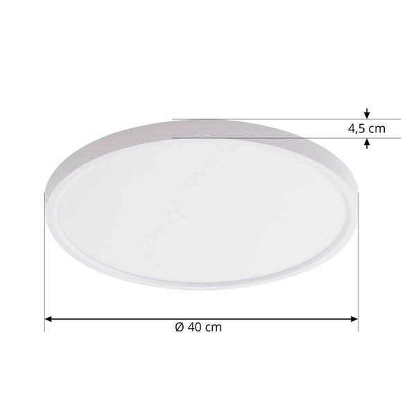 Runde Deckenleuchte mit einem Durchmesser von 40 Zentimetern und einer Höhe von 4,5 Zentimetern.