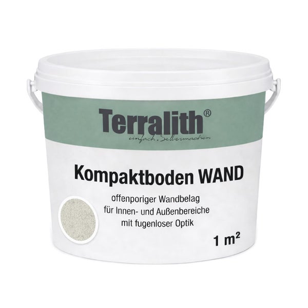 Terralith Kompaktboden Wand, offenporiger Wandbelag für innen und außen, 1 Quadratmeter.