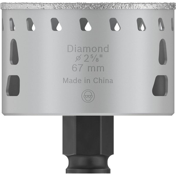 Diamantbohrkrone mit einem Durchmesser von 67 Millimetern