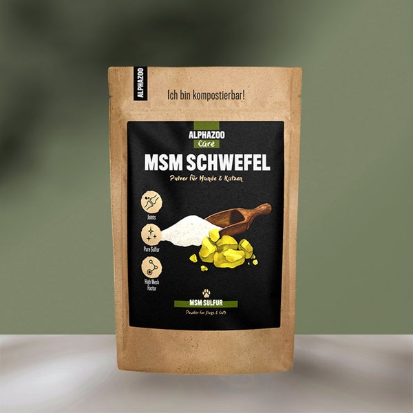 ALPHAZOO MSM Pulver 500g für Hunde und Katzen I Organischer Schwefel für Agility