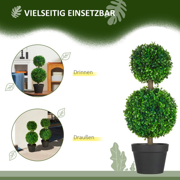 HOMCOM, Künstliche Pflanzen, Zimmerpflanze, 17L x 17B x 60H cm, PE, Grün