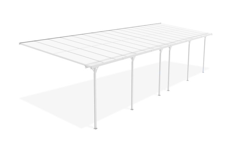 Angebaute Pergola/Carport 30m² KLEO 1000L300 Aluminium Weiß