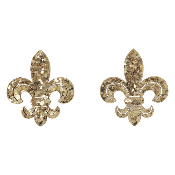 Zwei goldene Lilienornamente mit Glitzer