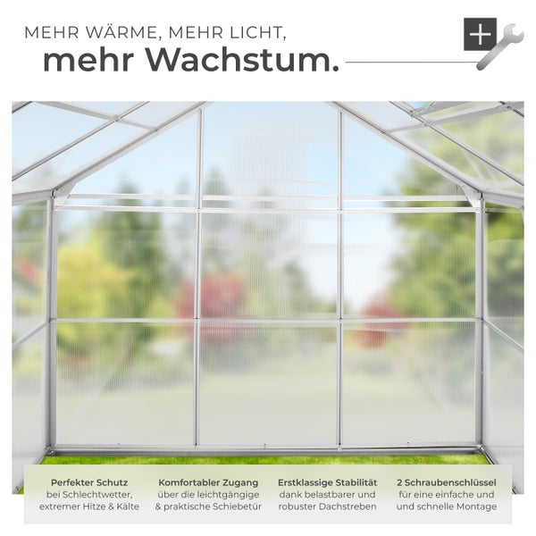 Gewächshaus mit transparenten Wänden und Rahmen