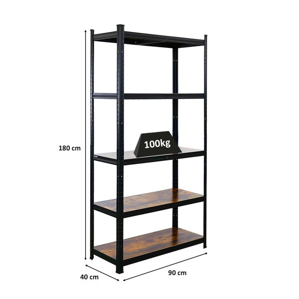 PROREGAL Vintage Series Schwerlastregal Ragnar für Gesamtlast 400 kg Maße: 180x90x40cm Vintagebraun-Schwarz, Kellerregal, Steckregal, Garagenregal, Lagerregal