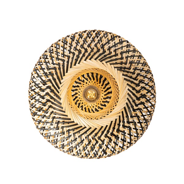 Deckenleuchte aus geflochtenem Material mit geometrischem Muster